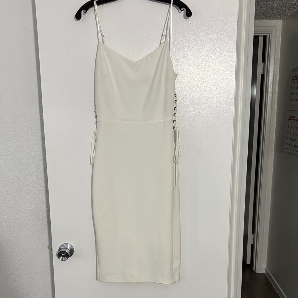 Chic White Midi Dress with Side Ties